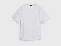 Футболка с цветочным декором из пайеток, Белый