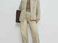 Джинсовая куртка-рубашка, Бежевый