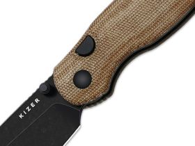Складной нож Kizer Phoca BD, сталь 14C28N, рукоять микарта, коричневый