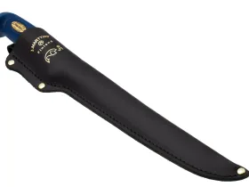 Нож филейный Marttiini, сталь X20Cr13, рукоять резина, синий, в чехле