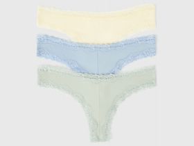 Трусы-бразилиана с кружевом, 3 шт., Желтый