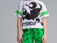 Комплект трикотажный для девочек: фуфайка (футболка), шорты