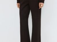 Прямые брюки из искусственной замши, Коричневый