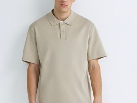 Поло с имитацией второго слоя, Бежевый