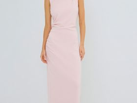 Трикотажное платье со сборками, Розовый