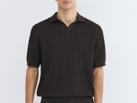 Поло из текстурной ткани, Коричневый