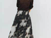 Юбка миди с принтом, Бежевый