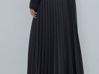 Плиссированная юбка миди A-силуэта, Серый