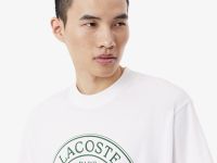 Мужская Футболка Lacoste из плотного хлопка с принтом