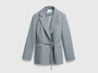 Жакет на запах с поясом, Серый