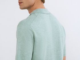 Вязаное поло с коротким рукавом, Зеленый