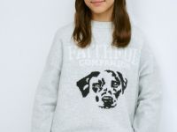 Вязаный джемпер с принтом для девочек, Серый