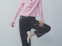 Вязаный кардиган с фигурными пуговицами, Розовый