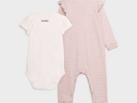 Комплект детский трикотажный для девочек: боди, комбинезон