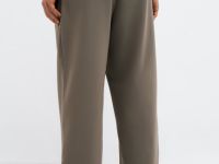 Широкие брюки со складками, Бежевый