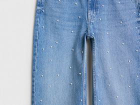 Прямые джинсы с жемчужинами, Голубой