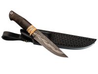 Авторский нож Медведь, сталь мозаичный дамаск, подарочная шкатулка