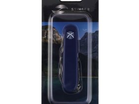 Нож перочинный Stinger 90 мм, 11 функций, синий, в блистере