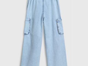 Широкие джинсы для девочек, Голубой