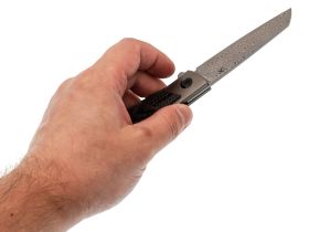 Складной нож Kansept Cru сталь Damascus, рукоять Bronze Titanium/Twill Carbon Fiber
