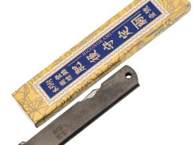 Нож складной Higonokami Nagao Kanekoma, 80мм, сталь SK-5 3 слоя, рукоять нержавеющая сталь черная