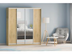 Шкаф-купе Байкал 4-220x240 Дуб Золотистый 2 зеркала