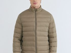 Утеплённая лёгкая куртка с воротником-стойкой, Бежевый