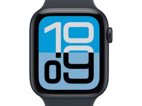 Умные часы Apple Watch SE (2025) 44 мм алюминиевый корпус «Полночь», с чёрным спортивным ремешком