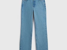 Прямые джинсы с высокой посадкой, Голубой