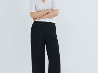 Футболка в рубчик с V-вырезом, Белый