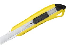 Нож канцелярский Berlingo "Razzor 200" 18 м, желтый + лезвия сменные 10шт., блистер, европодвес