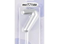 Свеча для торта с держателем MESHU "Цифра 7", 6 см, серебряная, блистер