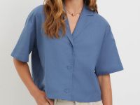 Укороченная блузка из хлопка и льна
