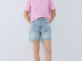 Прямые шорты со средней посадкой, Голубой