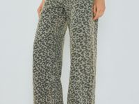 Широкие джинсы с леопардовым принтом, Синий