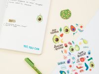 Наклейки ПВХ MESHU "Avocado", 10*21 см, 50 наклеек, инд. уп., европодвес