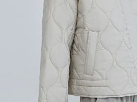 Стёганая утеплённая куртка с воротником-стойкой, Бежевый