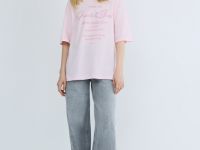 Футболка с бархатным принтом, Розовый