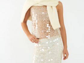 Полупрозрачный топ с пайетками, Желтый