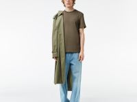 Мужская футболка Lacoste с воротником в полоску из эластичного хлопка