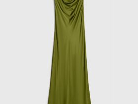 Платье-халтер с драпировкой, Зеленый