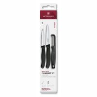 Набор из 3х кухонных ножей для овощей Victorinox Swiss Classic, нержавеющая сталь, рукоять пластик, черный