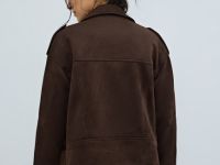 Короткая куртка-косуха из искусственной замши, Коричневый