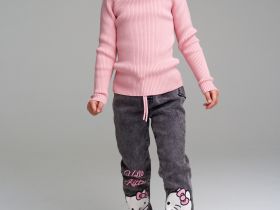 Брюки текстильные джинсовые утепленные флисом для девочек