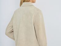 Короткая куртка из натуральной замши, Бежевый