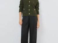 Укороченный кардиган из махровой пряжи, Зеленый