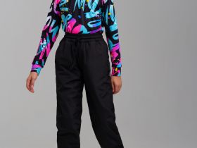 Брюки текстильные с полиуретановым покрытием утепленные флисом для девочек