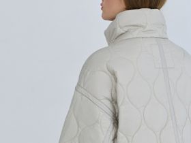 Стёганая утеплённая куртка с воротником-стойкой, Бежевый