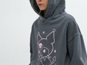 Худи с принтом для девочек, Серый