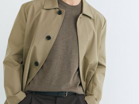 Плащ на пуговицах, Бежевый